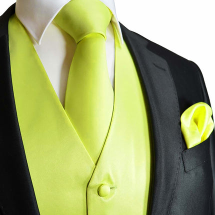 Solid Lemon Yellow Tuxedo Vest Set Vittorio Farina Vest - Paul Malone.com