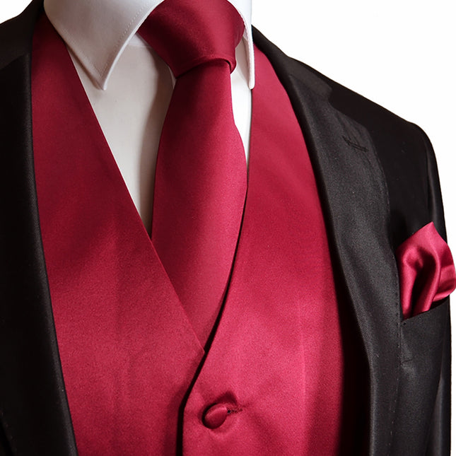 Solid Wine Red Tuxedo Vest Set Vittorio Farina Vest - Paul Malone.com