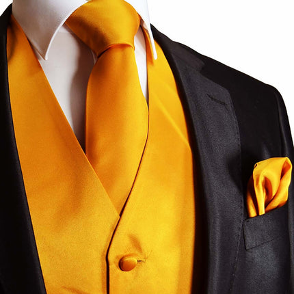 Solid Orange Tuxedo Vest Set Vittorio Farina Vest - Paul Malone.com