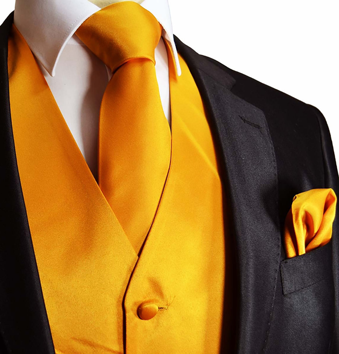 Formal Yellow Tux Vest Solid Orange Tuxedo Vest Set – Paul Malone