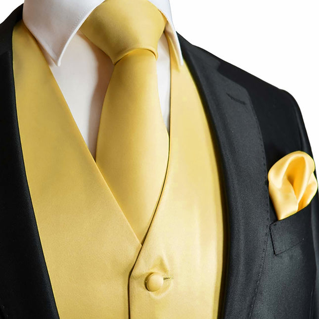 Solid Yellow Tuxedo Vest Set Vittorio Farina Vest - Paul Malone.com