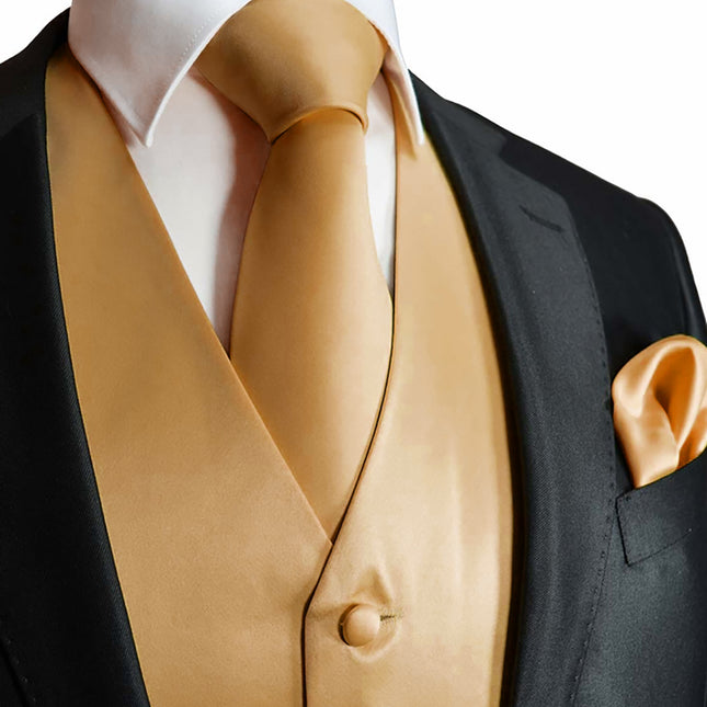 Solid Mustard Tuxedo Vest Set Vittorio Farina Vest - Paul Malone.com