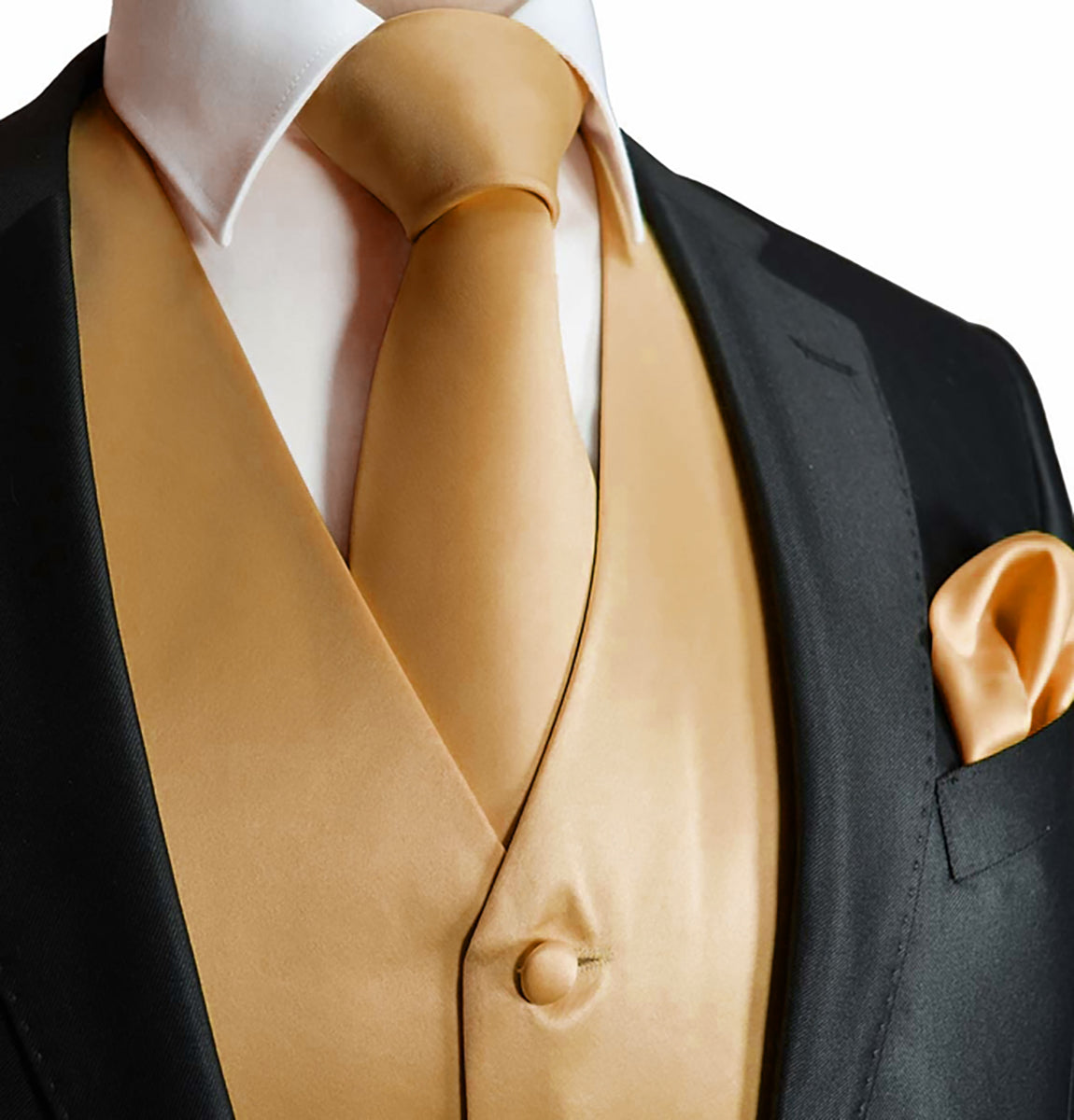 Solid Mustard Tuxedo Vest Set, XL (Chest Width 50in.) / Mustard / Bow Tie Solid Mustard Tuxedo Vest Set, XL (Chest Width 50in.) / Mustard / Bow Tie