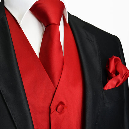 Solid Red Tuxedo Vest Set Vittorio Farina Vest - Paul Malone.com