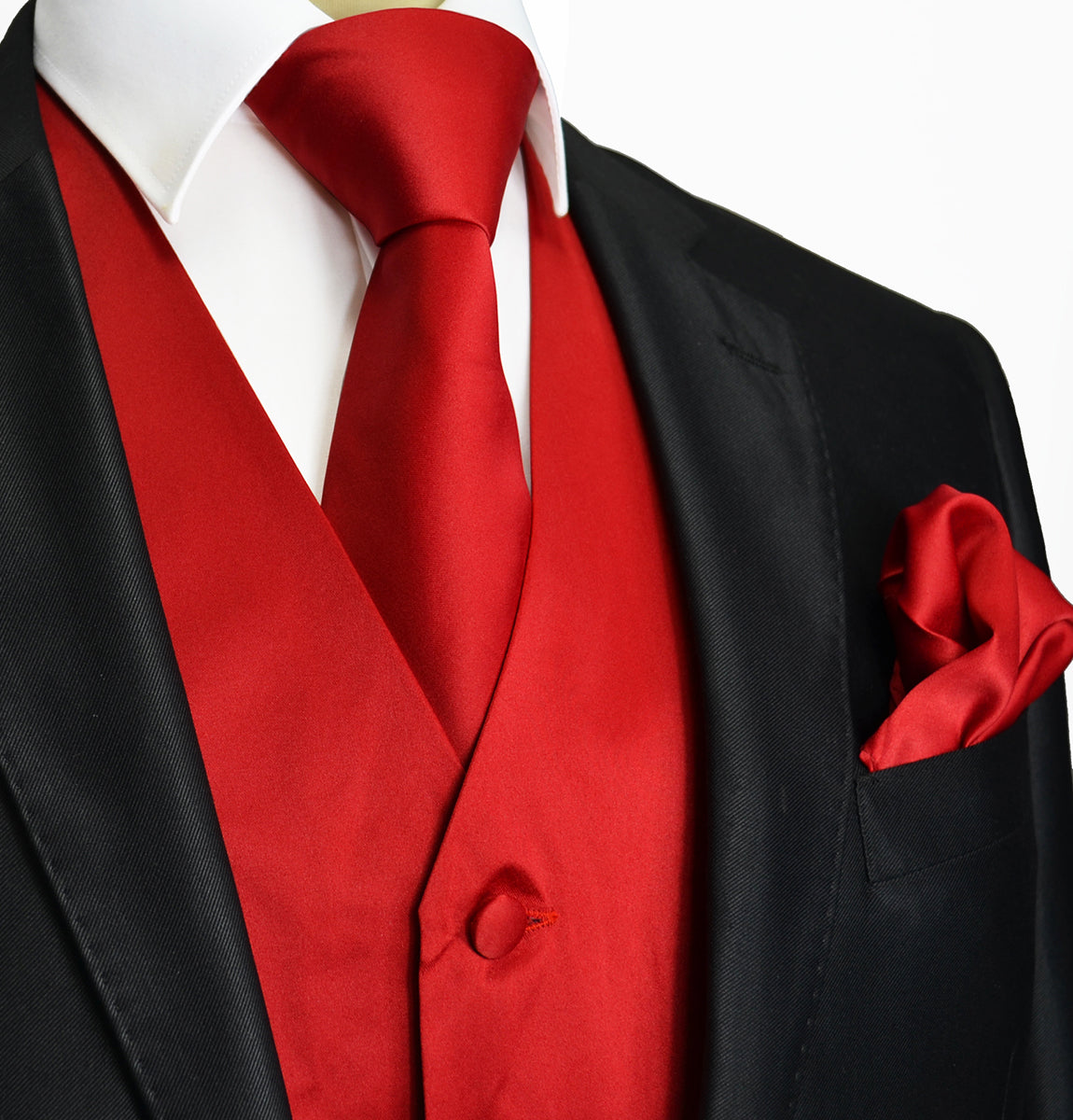 Solid Red Tuxedo Vest Set M (Chest Width 42in.) / Red / Necktie Solid Red Tuxedo Vest Set M (Chest Width 42in.) / Red / Necktie