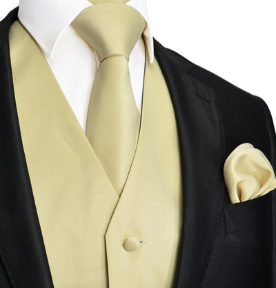 Solid Beige Tuxedo Vest Set Vittorio Farina Vest - Paul Malone.com