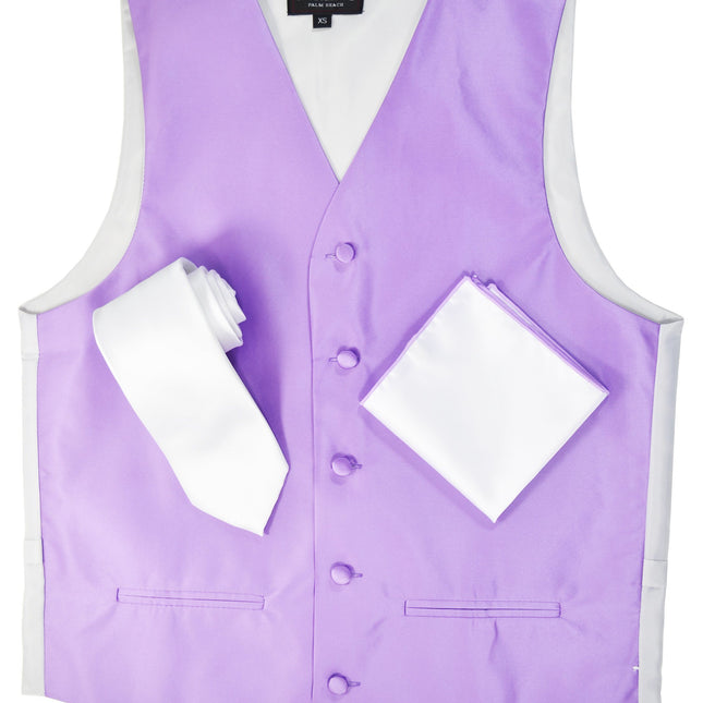 Solid Purple Mens Tuxedo Vest, Tie and Trim Pocket Square Paul Malone Vest - Paul Malone.com