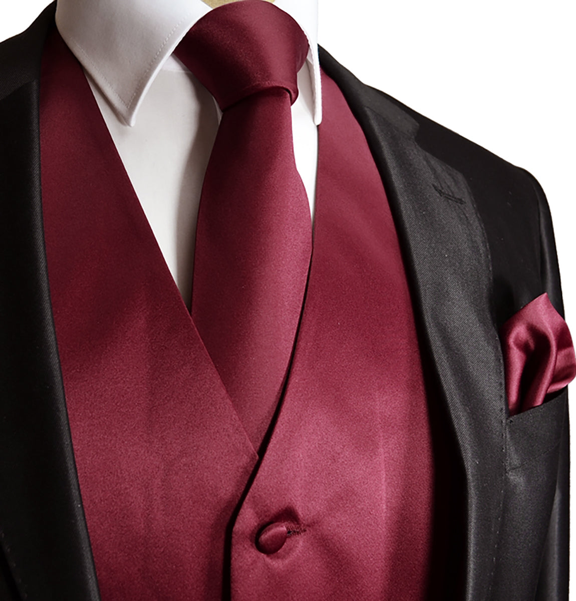burgundy tuxedo vest and tie