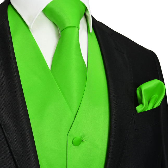 Solid Lime Tuxedo Vest Set Vittorio Farina Vest - Paul Malone.com