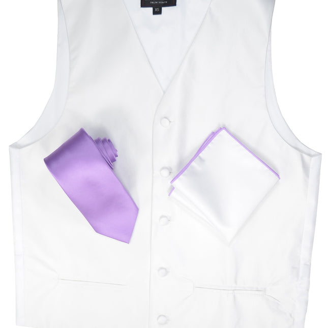 Solid White Mens Tuxedo Vest, Tie and Trim Pocket Square Paul Malone Vest - Paul Malone.com