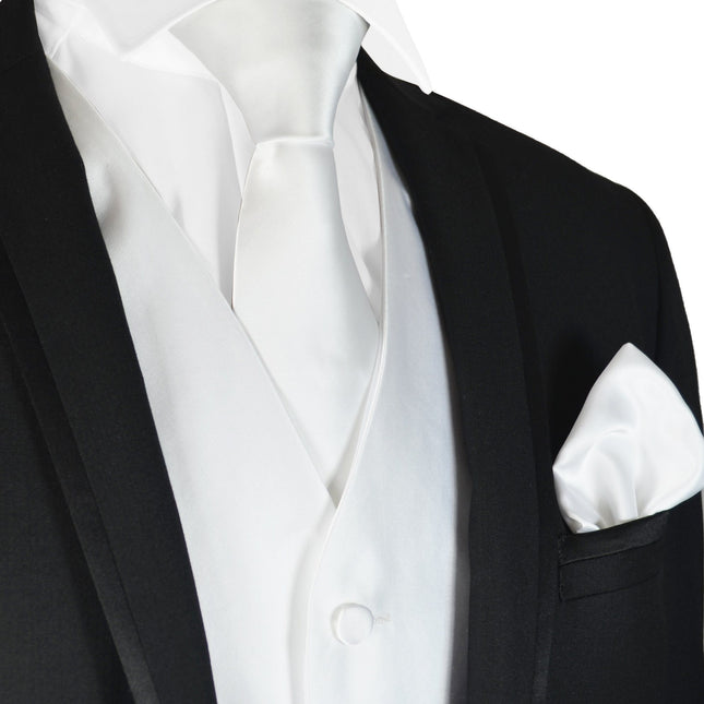Classic Solid White Mens Tuxedo Vest Set Paul Malone Vest - Paul Malone.com