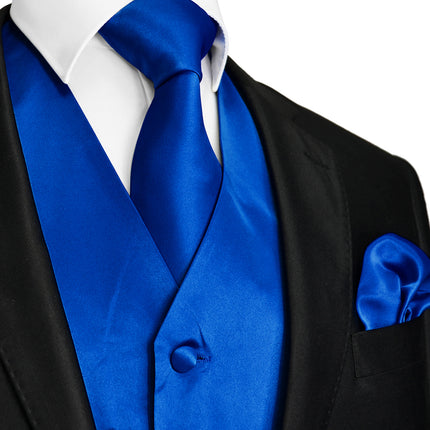 Solid Royal Blue Tuxedo Vest Set Vittorio Farina Vest - Paul Malone.com