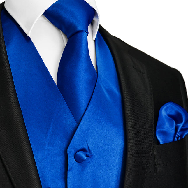 Solid Royal Blue Tuxedo Vest Set Vittorio Farina Vest - Paul Malone.com