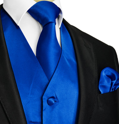 Solid Royal Blue Tuxedo Vest Set Vittorio Farina Vest - Paul Malone.com