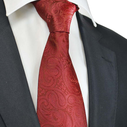 Classic True Red Paisley Necktie Vittorio Farina Ties - Paul Malone.com