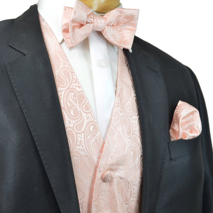 Formal Blush Paisley Tuxedo Vest Set Vittorio Farina Vest - Paul Malone.com