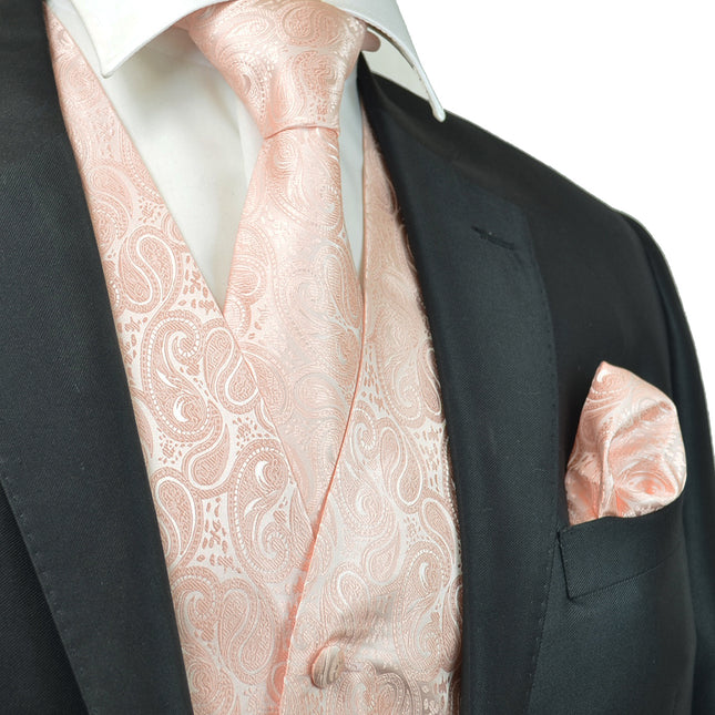 Formal Blush Paisley Tuxedo Vest Set Vittorio Farina Vest - Paul Malone.com