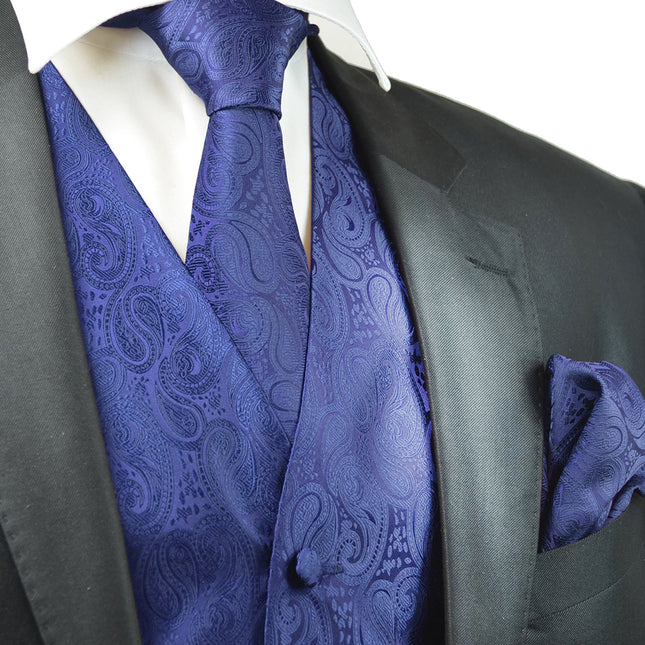 Navy Blue Paisley Tuxedo Vest Set Vittorio Farina Vest - Paul Malone.com
