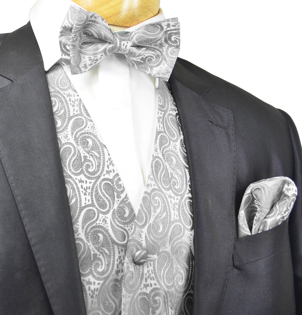Formal Light Grey Paisley Tuxedo Vest Set – Paul Malone