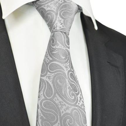 Classic Formal Light Grey Paisley Necktie Vittorio Farina Ties - Paul Malone.com