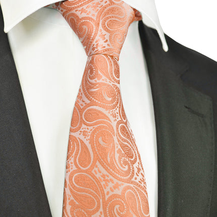 Classic Formal Burnt Orange Paisley Necktie Vittorio Farina Ties - Paul Malone.com