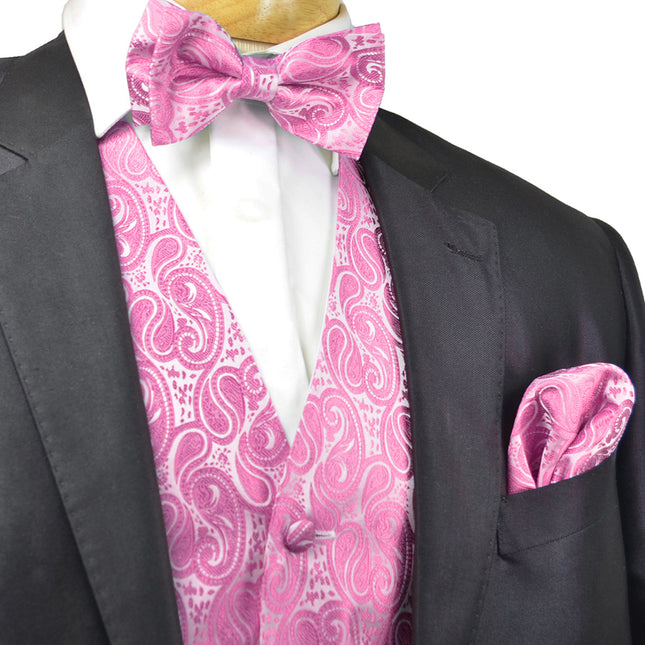 Formal Pink Paisley Tuxedo Vest Set Vittorio Farina Vest - Paul Malone.com