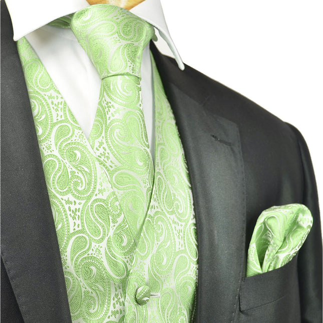 Formal Mint Paisley Tuxedo Vest Set Vittorio Farina Vest - Paul Malone.com