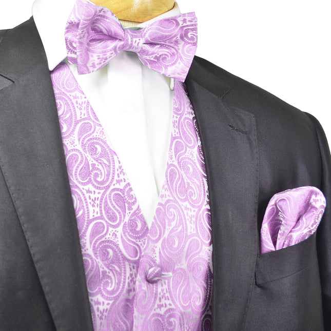 Formal Lavender Paisley Tuxedo Vest Set Vittorio Farina Vest - Paul Malone.com