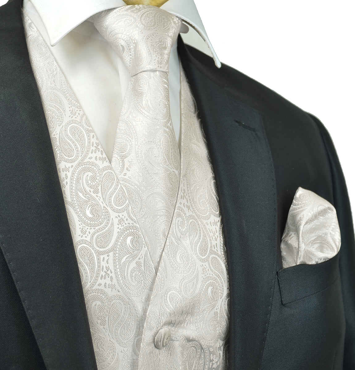 Formal Ivory Paisley Tuxedo Vest Set – Paul Malone