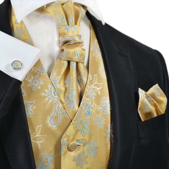 Misted Yellow Floral Tuxedo Vest Set Paul Malone Vest - Paul Malone.com