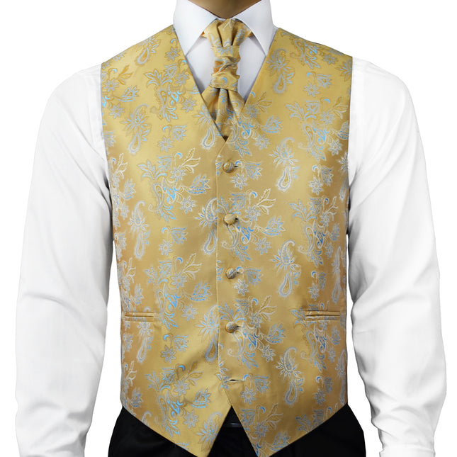 Misted Yellow Floral Tuxedo Vest Set Paul Malone Vest - Paul Malone.com