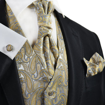 New Wheat Paisley Tuxedo Vest Set Paul Malone Vest - Paul Malone.com