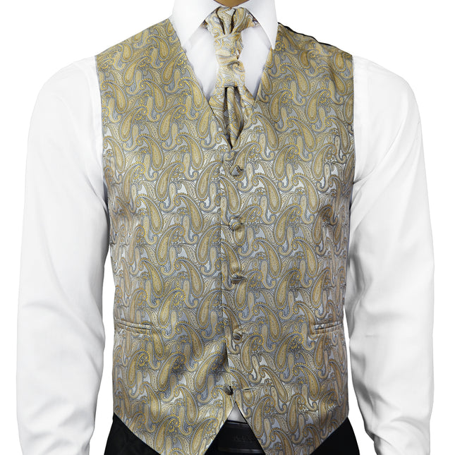 New Wheat Paisley Tuxedo Vest Set Paul Malone Vest - Paul Malone.com