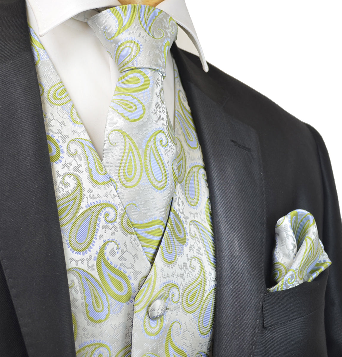 Daiquiri Green Paisley Tuxedo Vest Set – Paul Malone