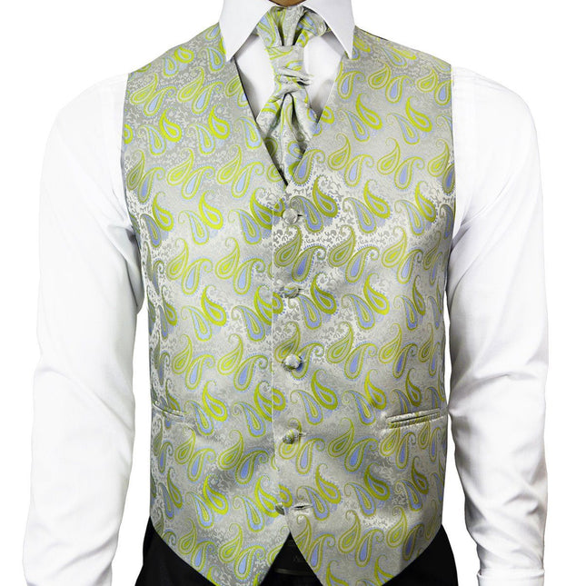 Daiquiri Green Paisley Tuxedo Vest Set Paul Malone Vest - Paul Malone.com