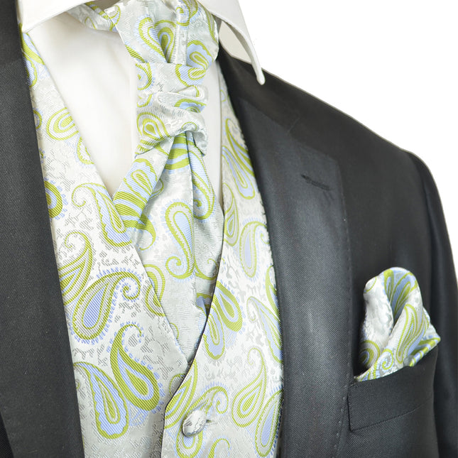 Daiquiri Green Paisley Tuxedo Vest Set Paul Malone Vest - Paul Malone.com