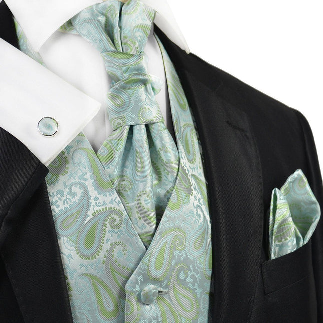 Morning Mist Paisley Tuxedo Vest Set Paul Malone Vest - Paul Malone.com
