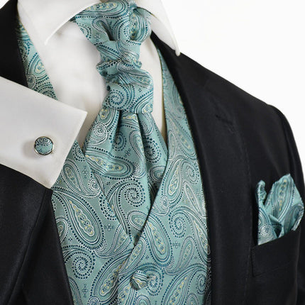 Deep Sea Blue Paisley Tuxedo Vest Set Paul Malone Vest - Paul Malone.com