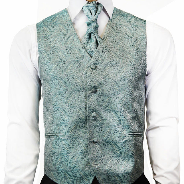 Deep Sea Blue Paisley Tuxedo Vest Set Paul Malone Vest - Paul Malone.com