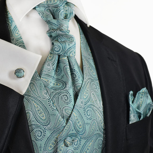 Deep Sea Blue Paisley Tuxedo Vest Set Paul Malone Vest - Paul Malone.com