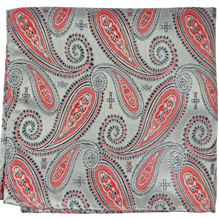 Silver and Cayenne Red Necktie Set Paul Malone Ties - Paul Malone.com
