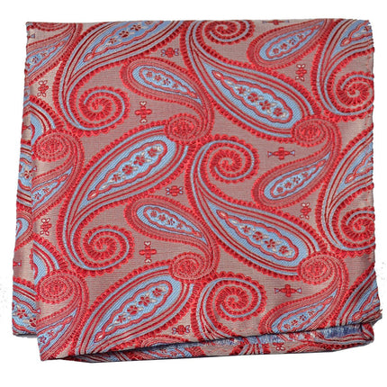 Poinsettia and Blue Paisley Necktie Set Paul Malone Ties - Paul Malone.com