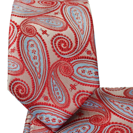 Poinsettia and Blue Paisley Necktie Set Paul Malone Ties - Paul Malone.com