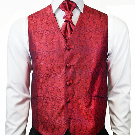 American Beauty Red Paisley Tuxedo Vest Set Paul Malone Vest - Paul Malone.com