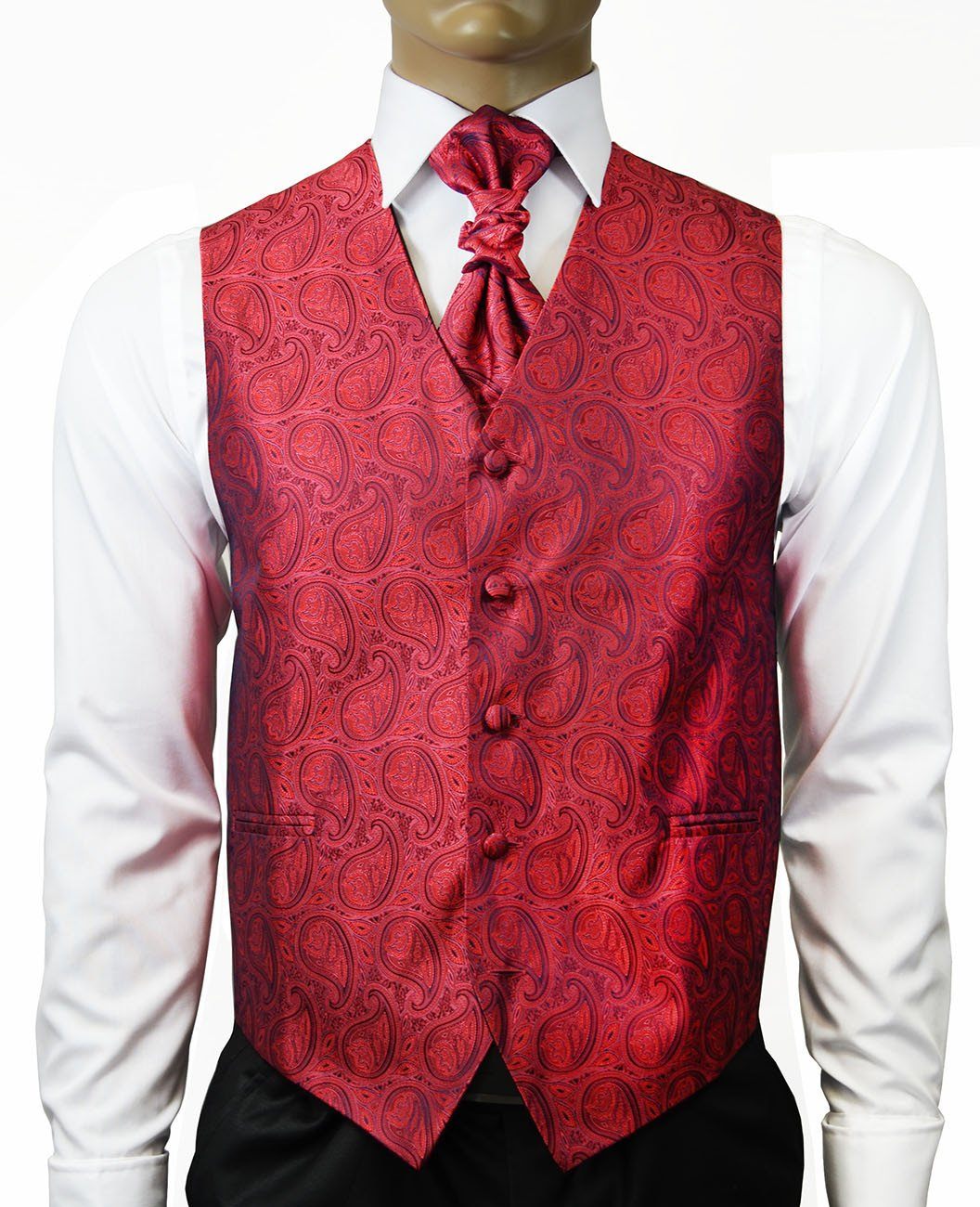 American Beauty Red Paisley Tuxedo Vest Set XXL (Chest Width 46in.) / Red American Beauty Red Paisley Tuxedo Vest Set XXL (Chest Width 46in.) / Red