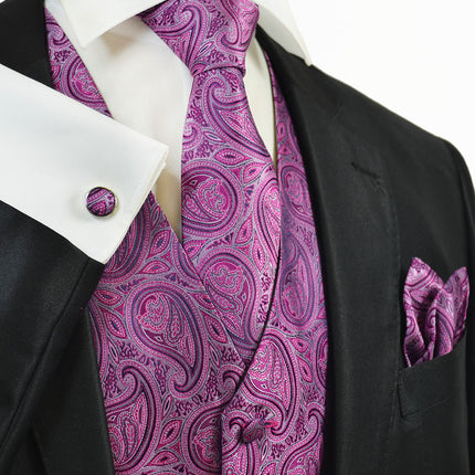 Summer Purple Paisley Suit Vest Set by Paul Malone Paul Malone Vest - Paul Malone.com