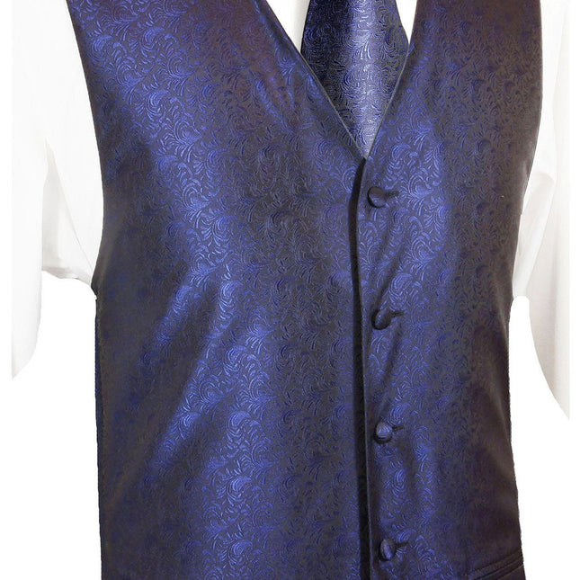 Deep Ultramarine Paisley Tuxedo Vest Set Paul Malone Vest - Paul Malone.com