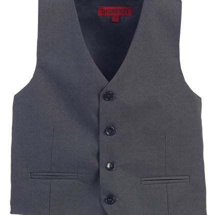 Boys Charcoal 4-Button Suit Vest Gioberti Vest - Paul Malone.com