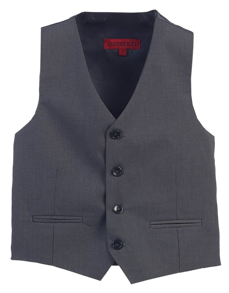Boys Charcoal 4-Button Suit Vest | Paul Malone
