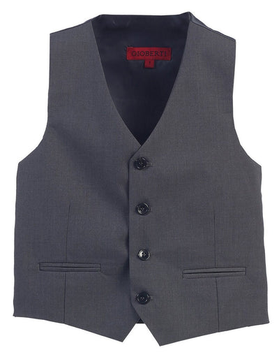 Boys Charcoal 4-Button Suit Vest Gioberti Vest - Paul Malone.com